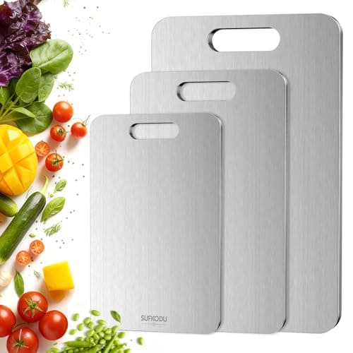 Titanium Cutting Board Set of 3, Titanium Cutting Boards for Kitchen, 100% Double-Sided Titanium Cutting Boards, Separate Raw and Cooked Food Areas, Non-Toxic, Dishwasher Safe (S+ M + L) — image 1