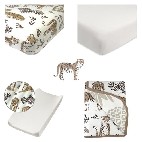 HonestBaby 7-Piece and 5-Piece Sweet Dreams Nursery Gift Set 100% Organic Cotton for Infant Baby Boys, Girls, Unisex, Baby Zebra, One Size