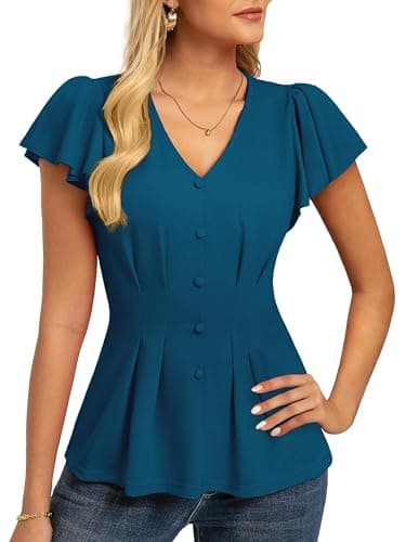 GRACE KARIN Summer Blouses for Women Dressy Casual, 2026 Ruffle Sleeve Peplum Tops, Business Work Shirt Fashioin Clothing — image 1