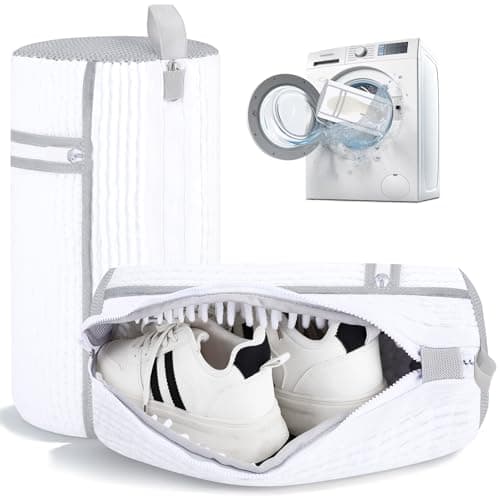 Dntorx 2 PCS Shoe Washing Machine Bag, Reusable L-shaped Zipper Laundry Shoe Bag for Washing Machine with Insoles Mesh Pocket for Washer and Dryer, Shoe Cleaning Bags for Sneaker Tennis Shoes — image 1