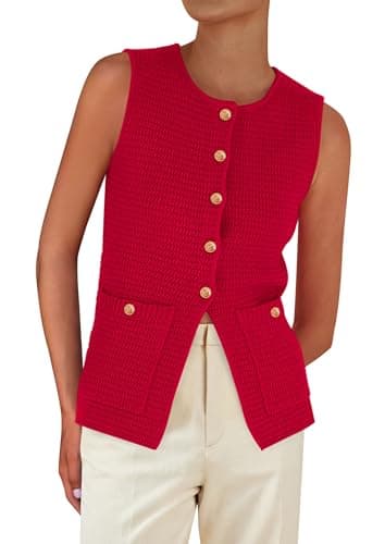 PRETTYGARDEN Women's 2026 Spring Sweater Vest Sleeveless Button Down Knit Cardigan Tank Tops Summer Business Casual Outfits — image 1