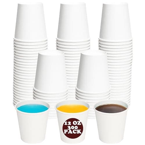 SLFxotro Coffee Cups 12 oz 300 Pack, Disposable Paper Cups 12 oz, White Paper Hot Coffee Cups Suitable for Party, Picnic, Travel, and Events-white — image 1