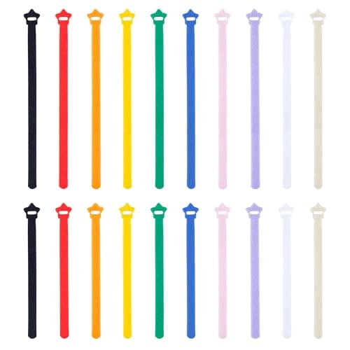 Star-Shape Reusable Adjustable Cable Ties with Hook and Loop - Premium Cord Organizer for Efficient Cable Management (6+8Inch, 40 Pack, Multicolor)