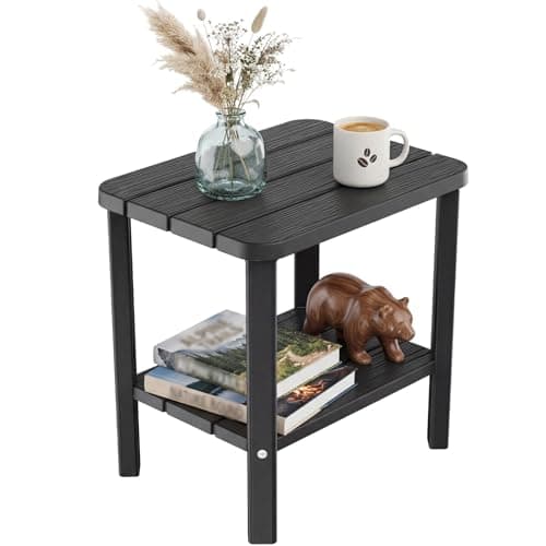 Outdoor Side Table, 2-Tier Small Table, Weather Resistant Outdoor End Tables, Patio Furniture for Garden, Porch, Pool, Lawn, Backyard or Indoor Bedroom — image 1