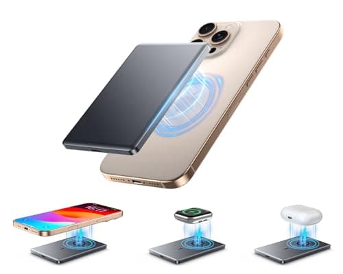 Ultra Slim Magnetic Portable Charger,5,000mAh Wireless Portable Charger with USB-C Cable,Battery Pack for Apple Watch,22.5W Fast Charging Magnetic Power Bank for iPhone 16/15/14/13/12 Pro/Pro Max/Plus
