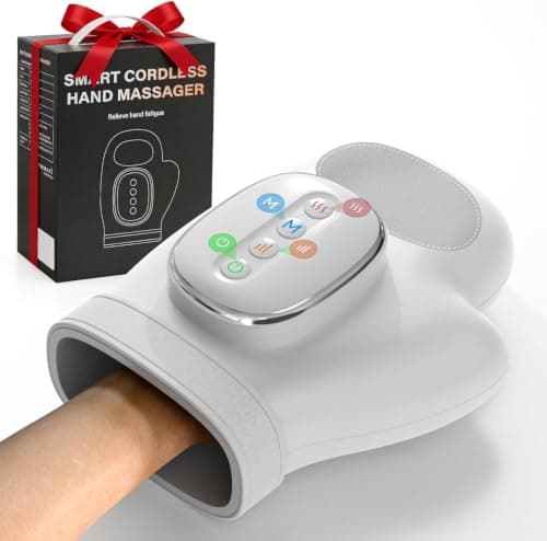 Hand Massager with Heat and Compression: 2026 New Cordless Electric Hand Massage for Arthritis Carpal Tunnel, 3 Modes 3 Heat Levels 5 Compression Wrist Finger Massager, Gifts for Women Men, Grey — image 1