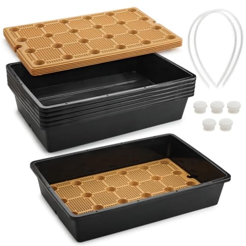 5 Pack Nursery Pots Trays with Removable Mesh Drainage Mat, Plastic Seed Starter Trays (17"x12"x3.5") with Drainage Hole, Propagation Kit for Seedlings, Microgreens, Plant Germination (Black) — image 1