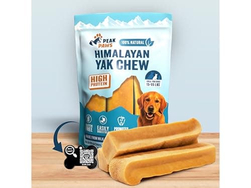 Peak Paws-Himalayan Yak Dog Chew-100% Natural Treat and Long Lasting, High Protein & Low Odor, Grain & Gluten Free, 3Stick, Includes *Free Smart QR Dog Tag (Medium) — image 1