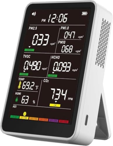 16-in-1 Indoor Air Quality Monitor, High-Precision Multi-Parameter Smart Air Quality Tester with HD Real-Time Color Screen, Portable Air Quality Monitor for Home, Office (Pearl White) — image 1