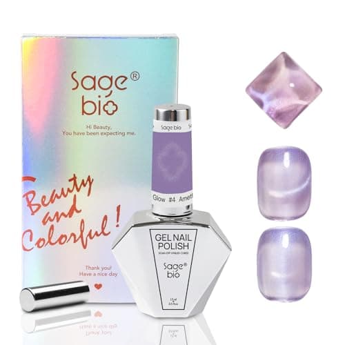 SAGEBIO Cat Eye Gel Nail Polish 15ml Amethyst Glow, Magnetic Shimmer Glass Bead Effect, UV LED Soak Off Nail Gel, Ideal for DIY Home Use — image 1