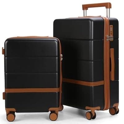 Maungti Luggage Sets, 2 Piece Suitcase set with wheels Tsa Lock 20/24 inchi Hardshell Waterproof Travel Suitcases luggage for Women/Men/Family(Black