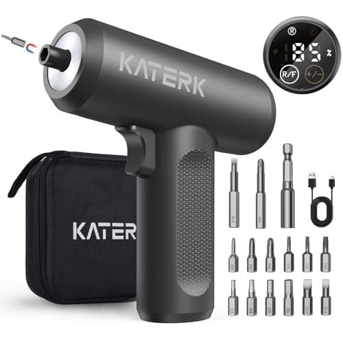 Electric Screwdriver Set - 4V Cordless Screwdriver Rechargeable 2500mAh - 5 Torque Settings Power Screwdriver 250RPM 5N·m Max - Tools for Furniture Electrical Repairs - LED, 15 S2 Metal Bit, 1/4" Hex — image 1