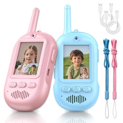 Video Walkie Talkies for Kids, 2 Pack Rechargeable Long Range Video Kids Walkies Talkies with Voice Changer, Outdoor Camping Hiking Indoor Play Toys Birthday for Boys and Girls Ages 3-12 — image 1