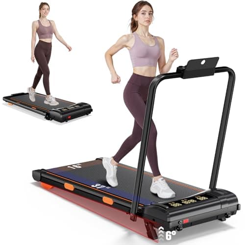 Advzon Foldable Treadmills for Home, Quiet Treadmill with 10% Incline, Walking Pad Treadmill with Desk, 350lbs Weight Capacity Walking or Running for Home Office, Black