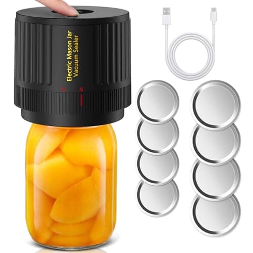 Electric Mason Cordless Vacuum Sealer Kit for Wide-Mouth & Regular-Mouth Mason Jars, for Food Storage and Fermentation, Black — image 1