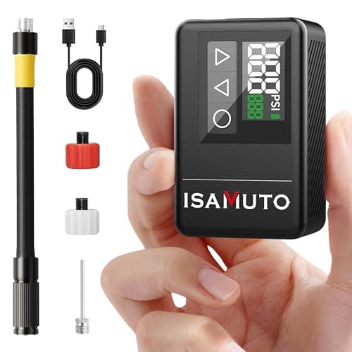 ISAMUTO Mini Bike Pump, Electric Bike Pump Portable with Gauge 120PSI Fast Inflate Bike Air Pump with Presta and Schrader Valve for Road Bike Mountain Bike, E-Bike — image 1