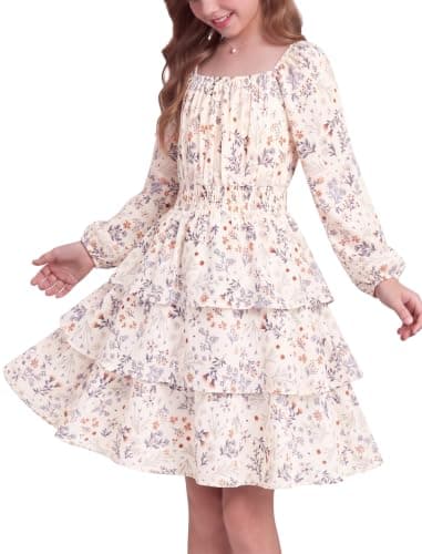 2026 New Girls Fall Floral Dress — image 1