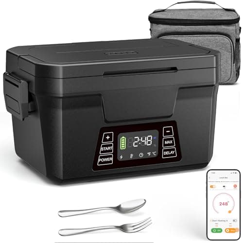 Carsolt Cordless Electric Lunch Box for Adults, 1.2L Rechargeable Heated Lunch Box for Men with APP Control, Portable Self-Heating Food Warmer with Scheduled Automatic Heating, Max 248°F — image 1