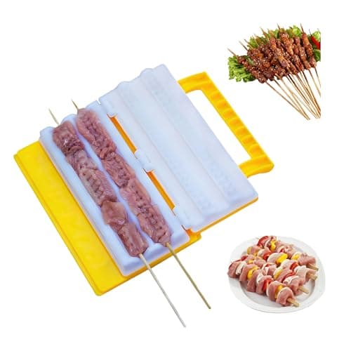 Double-Row Kebab Maker Skewering Tool with Pressure Handle – Safe BBQ Skewers for Grilling, High Efficiency Meat Skewering, Food-Grade Polypropylene Kabab Skewer Spit Kibbeh Mold — image 1