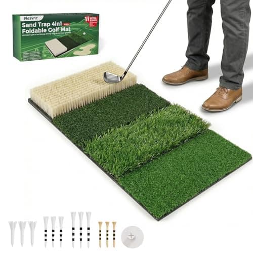 Nesync 4-in-1 Foldable Heavy-Duty Golf Hitting Mat, Sand & Tee Turf, Anti-Slip Backing,for Swing/Chip/Putting Practice,Golf Practice Mat with Golf Mat Tees — image 1