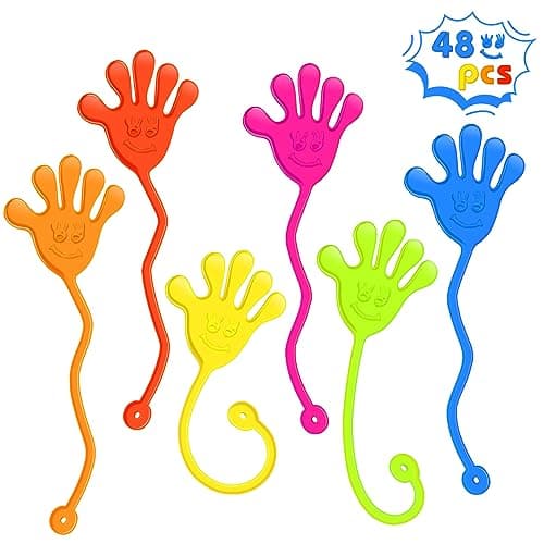 Sticky Hands Bulk 48 PCS Party Favors for Kids 4-8 8-12 Stretchy Sticky Hand Toy Goodie Bag Stuffers Fillers Treasure Box Toys Classroom Prizes School End of Year Student Gifts Birthday Party Supplies