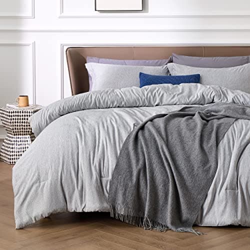 Bedsure Full Comforter Set - Grey Soft Bedding for All Seasons, Cationic Dyed Bed Set, 3 Pieces, 1 Full Size Comforter (82"x86") and 2 Pillow Shams (20"x26"+2") — image 1