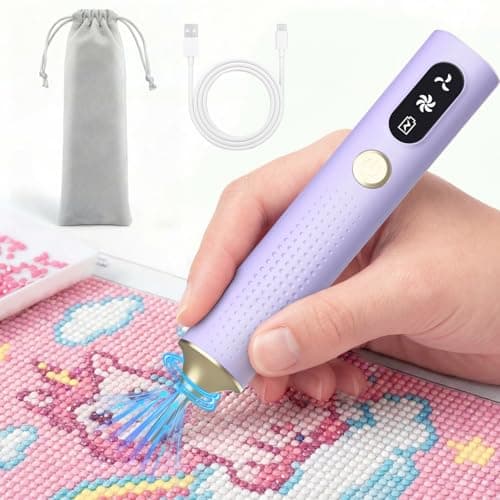 Electric Diamond Painting Pen, Vacuum Diamond Art Pens Cordless & Quiet, Adjustable Suction Mode, No Wax Needed, Diamond Painting Tool Supplies for Adults, Purple — image 1