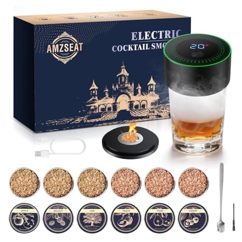 AMZSEAT Electric Whiskey Smoker Kit-Rechargeable Cocktail Smoker Set with 6 Wood Chips-Unique Bourbon Ideal Christmas, Birthday, Valentine's Day Gift,Gifts for Men, Dad, Husband — image 1