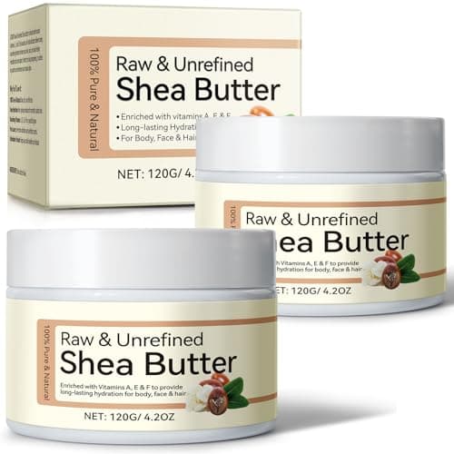 QJCWXIAOX 2Pack Raw & Unrefined Shea Butter for Body, Face & Hair, Pure Shea Butter with vitamins A, E & F, Long-Lasting Hydration for Dry Skin, Hair Care, DIY Lip Balm, Natural Moisturizer — image 1