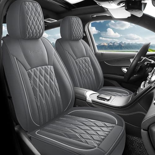 crossmiles Car Leather Seat Cover,Protector Seat Waterproof Automotive Seat Covers Full Sets Super Breathable Universal Fit Cover for Most Car Fount and Back,(Grey-Wave,5pcs) — image 1