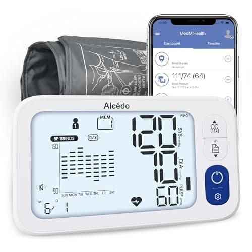 Alcedo Bluetooth Blood Pressure Monitor, Smart Upper Arm BP Machine | App Sync, CSV Export, 5.7" Backlit Screen, Talking, 7-Day Trend, 250 Memory Each, Large Cuff — image 1