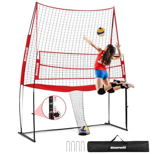 Bearwill Volleyball Training Equipment, Volleyball Practice Net System Update Freely Adjustable, Portable Volleyball Net for Backyard Indoor Outdoor Hitting Serving Passing Practice — image 1