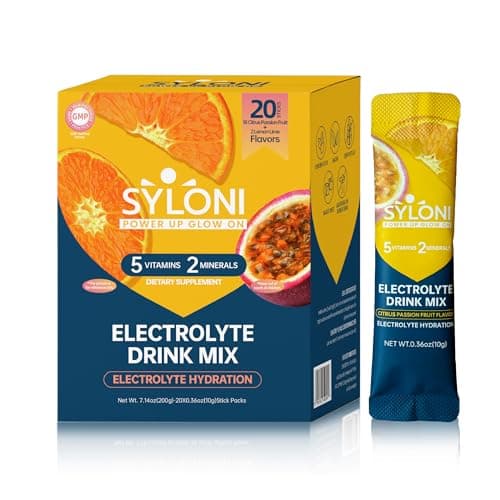 Syloni Electrolytes Powder Packets, Citrus Passion Fruit(0.36 oz*20 Sticks), Sugar Free Hydration Packets Electrolyte Drink Mix with 7 Vitamins and Electrolytes, Keto Friendly, Vegan — image 1