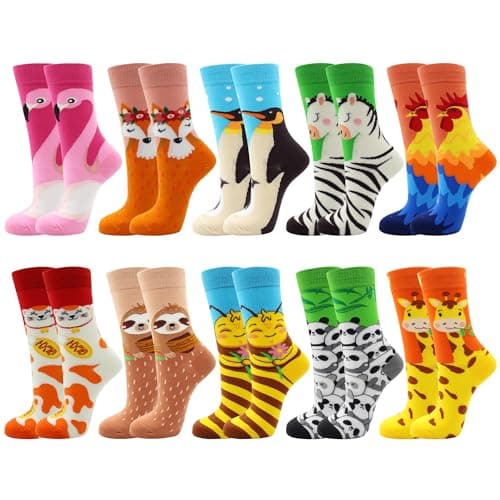 suokesi Womens Animal Socks Size 9-11, Cute Funny Fun Crazy Novelty Colorful Calf Girls Crew Socks — image 1