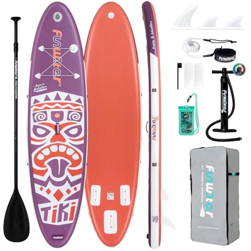 FunWater 10'6×33"×6" Inflatable Stand Up Paddle Board with Premium SUP Paddleboard Accessories, Wide Stable Anti-Slip EVA Deck,Paddle Boards for Adults & Youth of All Skill Levels