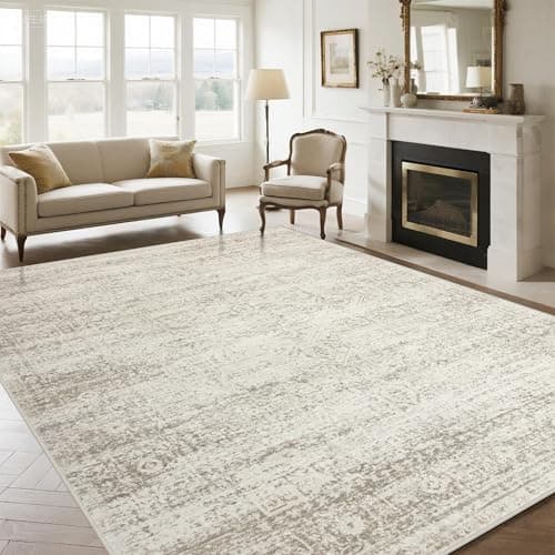 Srugn Washable Rugs 9x12 Area Rugs for Living Room,Rugs for Bedroom, Large Carpets,Ultra Soft Faux Wool Retro Dining Room Rug,Non Slip&Non-Shedding Low Pile Vintage Print Rug Indoor for Home Office — image 1