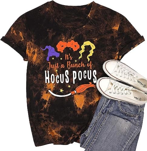 DESFSE It's Just A Bunch of Hocus Pocus T-Shirts for Women Sanderson Sisters Shirt Halloween Movie Graphic Fall Tee Tops — image 1