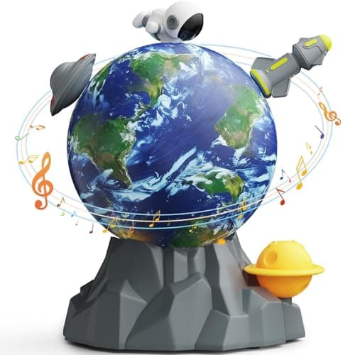 Magnetic Musical Rotating Ball,Space Toys for Kids 3 4 5 6 7 8 9 10 Year Old Boys Girls Sensory Toys for Toddlers Birthday Gifts Educational STEM Toy Playset with Astronauts Rocket Spacecraft Planet — image 1