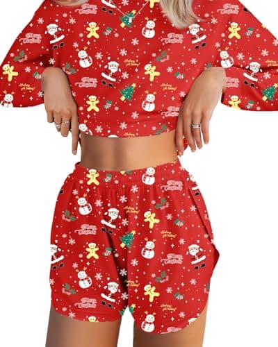 JUSTFASHIONNOW Womens Pajama Sets Striped Two Piece Lounge Sets Long Sleeve Top and Split Shorts Print Sleepwear Comfy Pjs — image 1