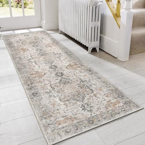 GENIMO Runner Rug 2x5 Non Slip Machine Washable Vintage Hallway Runner Rug, Low Pile Lightweight Rugs for Entryway, Hallway, Kitchen and Corridor, Light Taupe Brown — image 1