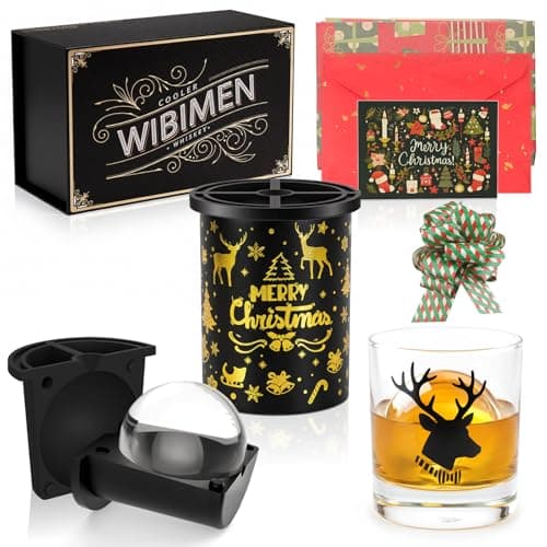 Clear Ice Cube Maker with Whiskey Glasses & Luxury Box - 2.5" Ball - Crystal Clear Ball Ice Cube Tray for Whiskey, Perfect Christmas/Bourbon Gifts for Mens/Dad/Husband/Him/Grandpa