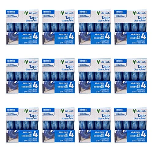 AdTech Glue Runner For Scrapbooking Supplies, case pack, Clear 4 Count (Pack of 12) cartridges,05603-CASE