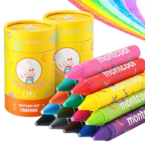 montcool 2 Pack Jumbo Crayons Set (32 Pieces, 16 Colors), Washable Non Toxic Easy to Hold Large Crayons — image 1