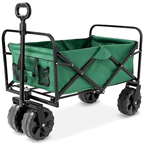 Best Choice Products 36in Collapsible Folding Utility Wagon, Multipurpose Indoor Outdoor Mobile Cart for Garden, Beach, Park, Shopping w/ 360-Degree Wheels, Adjustable Handle, 150lb Capacity - Green — image 1