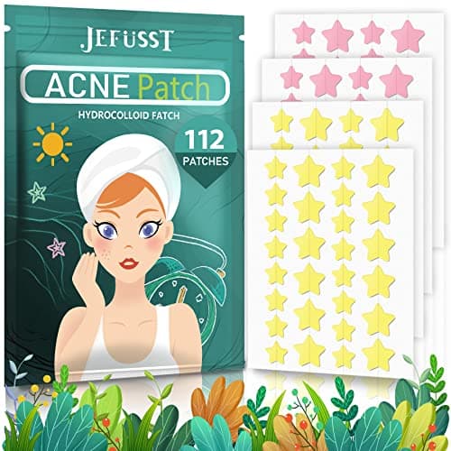 Jefusst Acne Pimple Patch 112 Counts, Invisible Hydrocolloid Yellow & Pink Star-Shaped Acne Patch with Tea Tree Oil & Calendula Oil, Acne Spot Healing Patch Zit Patches for Face — image 1