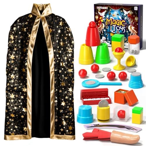 Novaluki Magic Kit for Kids, 98 Magic Tricks with Magician Costume, Manual and Videos, Magic Gift Set for 6+ Years Old Beginner Magicians, Halloween Christmas Birthday Party Family Game Fun — image 1