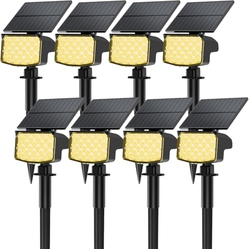 MinPea 8 Pack Solar Spot Lights Outdoor, 2-in-1 Solar Lights Outdoor Waterproof IP65, Solar Powered Landscape Spotlights 3 Modes for Yard Garden Pathway Driveway Tree(Warm White) — image 1