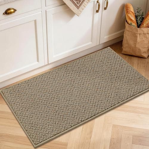 COSY HOMEER Kitchen Rugs Non-Slip Washable Kitchen Floor Mats 17"x30" Taupe — image 1