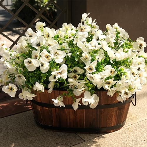 Vemander Artificial Flowers for Outdoor, UV Resistant Fake Silk Pansies Flowers, Realistic Faux Plants for Outside Indoor Porch Patio Window Box Planter Home Decor (16, White) — image 1