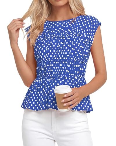 BTFBM Casual Short Sleeve Shirts Summer 2026 Going Out Tops for Women Trendy Polka Dots Work Blouses Tunics — image 1